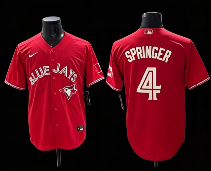 Toronto Blue Jays Canada Day Red 50th Patch Springer Jersey