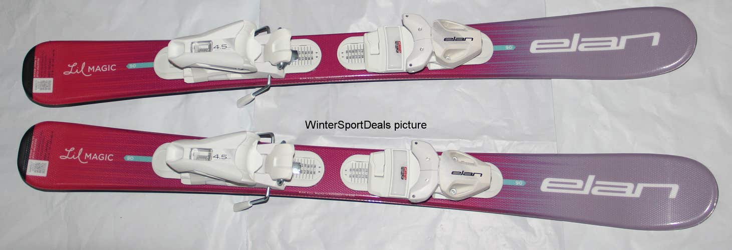 NEW Elan 2027 Girl's kids Skis 90cm Elan Lil Magic with 4.5 size adjustable Bindings