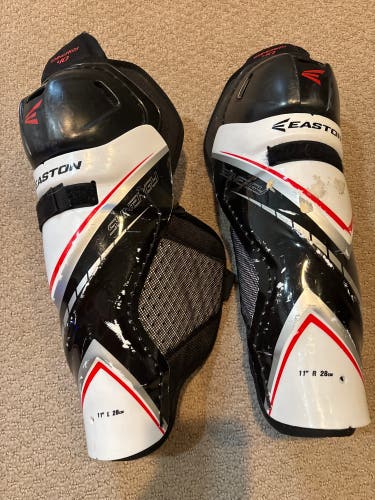 Easton Synergy 40 Junior Hockey Shin Guards 11” 28cm Pair White/Black