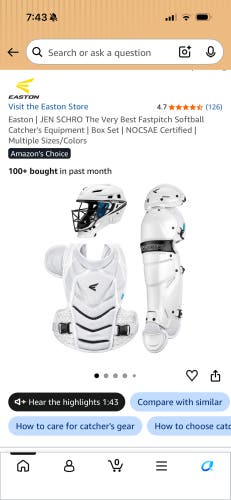 Adult Easton Jen schro Catcher's Combo (Used)
