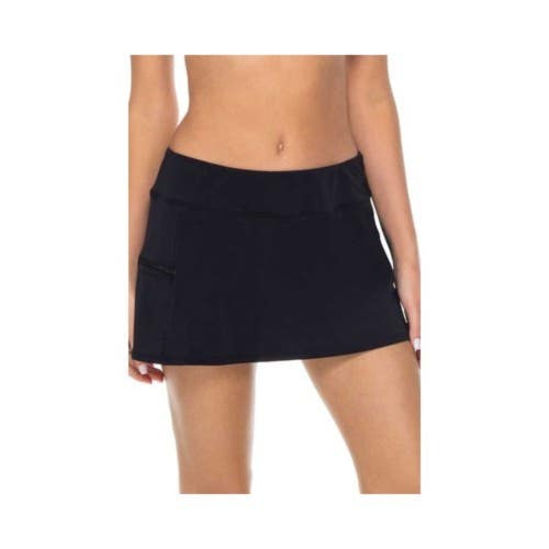 Sunsets Sporty Bottom Swim Skort Womens Small Black Zipper Pocket Beach GBO2866