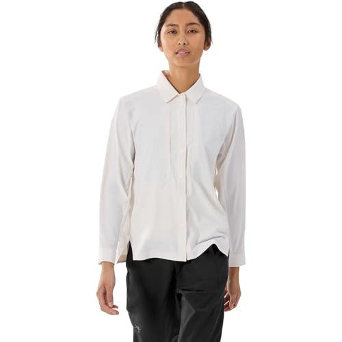 Arc'Teryx Sima Shirt Women's Large White Silk Long Sleeve Button Up GBO3346