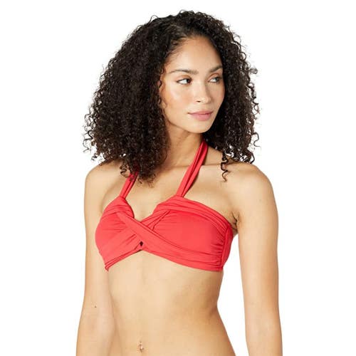 Seafolly Collective Halter Bandeau Bikini Top Women's 2 Red Swimwear GBO2803