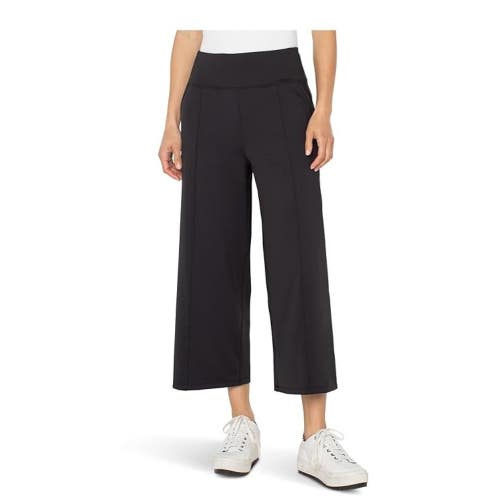 Liverpool Los Angeles Crop Wide Leg Tech Pants Womens L Black Mid Rise GBO2867