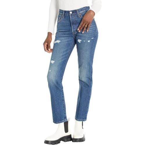 Levi's Premium 501 Jeans Women's 24x30 Blue Denim Distressed 5-Pockets GBO3325