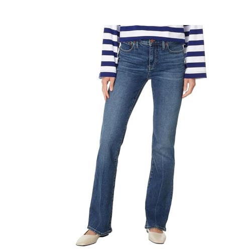 Madewell Kick Out Full-Length Jeans Women 32 Blue Devito Wash Flared Leg GBO2868