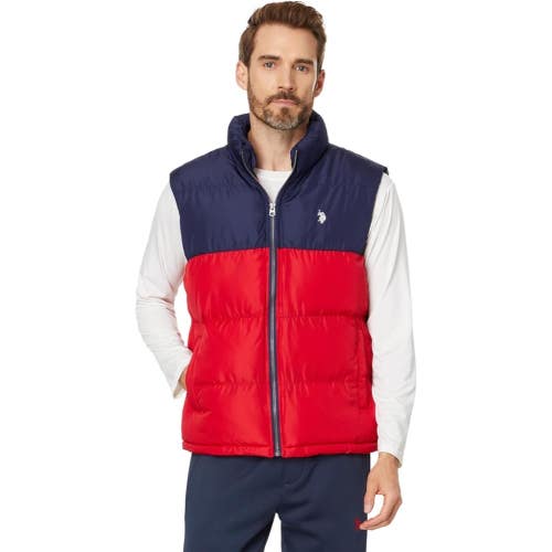 U.S. Polo Assn. Puffer Vest Mens Medium Blue Red Color Black Full Zip GBO3332