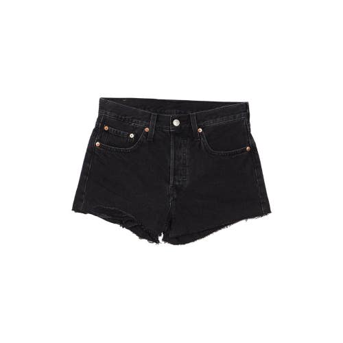 Levis 501 Cutoff Shorts Women 26 Black Denim Cotton Button Fly High Rise GBO2881
