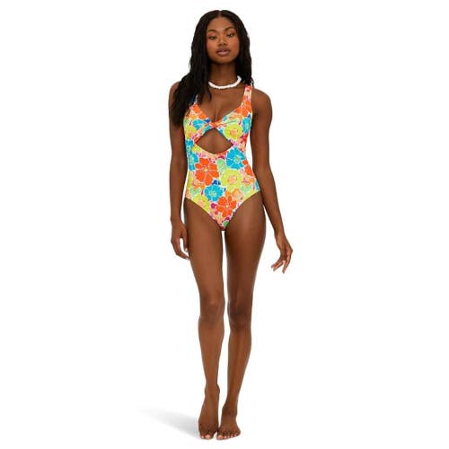 Beach Riot Tyler One Piece Swimsuit Womens M Multi Neon Blooms Waffle GBO2882