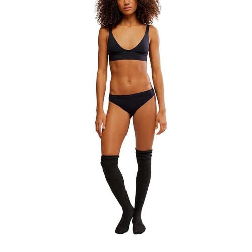 Free People From The Start Bikini Bottom Women XS Black Stretch Mid Rise GBO2833