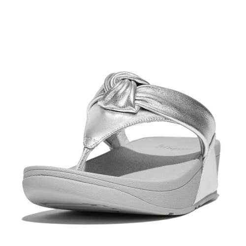 Fitflop Lulu Sandals Women 7M Silver Metallic Leather Toe Post Flip Flop GBO2920