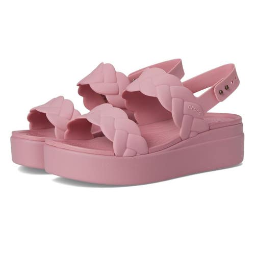Crocs Brooklyn Woven Upper Low Wedge 40284-77143 Womens 10 Pink Sandals GBO2878