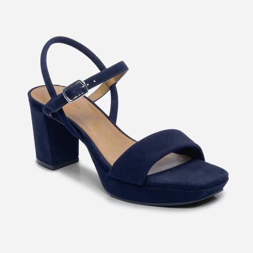 Bernardo Canto Sandals Womens US 8.5 M Navy Suede Leather Platform Heel ZOGG3066