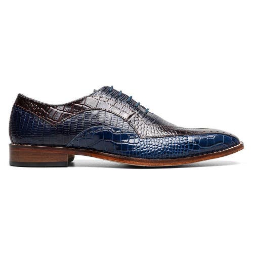 Stacy Adams Tallero 25682-469 Oxford Men's 12 M Blue Croco Dress Shoes ZOGG3080