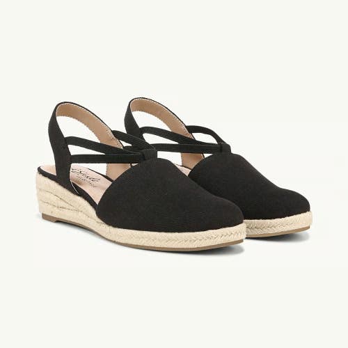 LifeStride Katrina 2 Sandals Women's 6.5 M Black Wedge Heel Espadrilles ZOGG3143