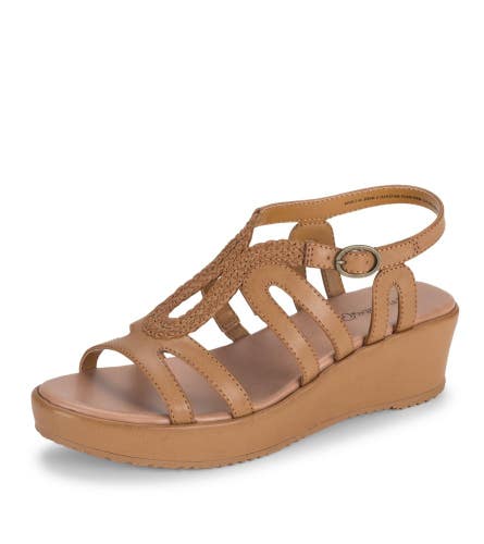Baretraps Wilma Sandal Womens 8.5 M Caramel Open Toe Wedge Heel Strappy Hawk2899