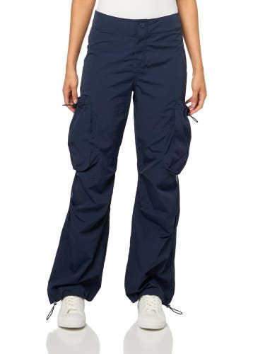 Steve Madden Kaira Cargo Pants Women's XL Navy Flat Front Wide Leg Fly Zip PALL3