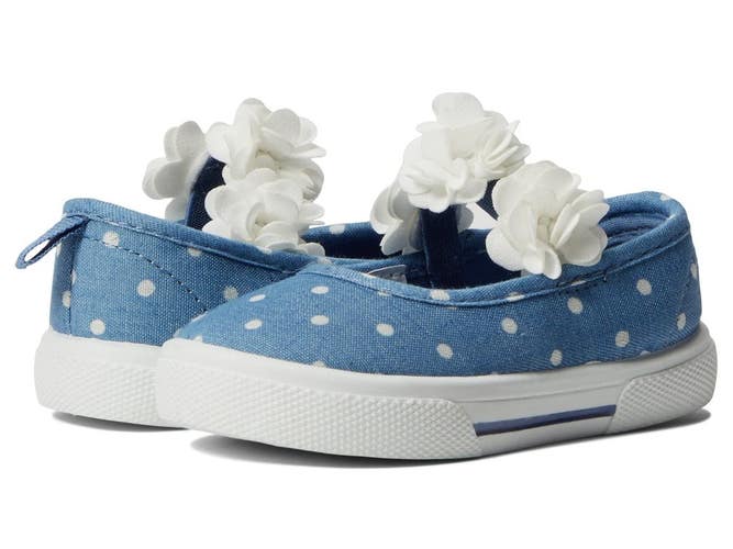 Carter's Merci Jane Girls 9 Blue Polka Dot Flower Detail Slip-On Shoes JZZ1361