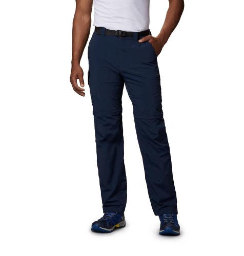Columbia Silver Ridge Pants Mens 42 Navy Blue Convertible Hiking Camping JZZ1353
