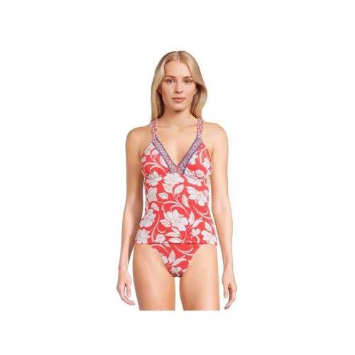 Tommy Bahama Island Cays Fiori Tankini Top Women M Red Floral Reversible JZZ1360