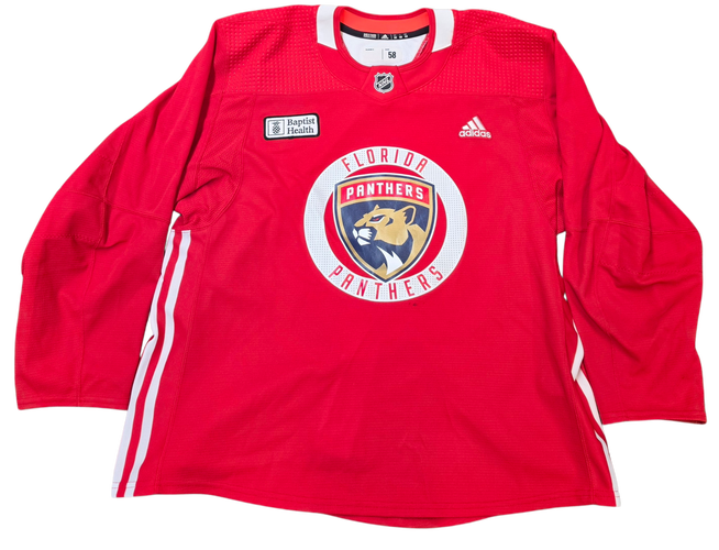 Adidas Custom Pro Stock Hockey Practice Jersey Panthers Red 58 Used MIC (15943)