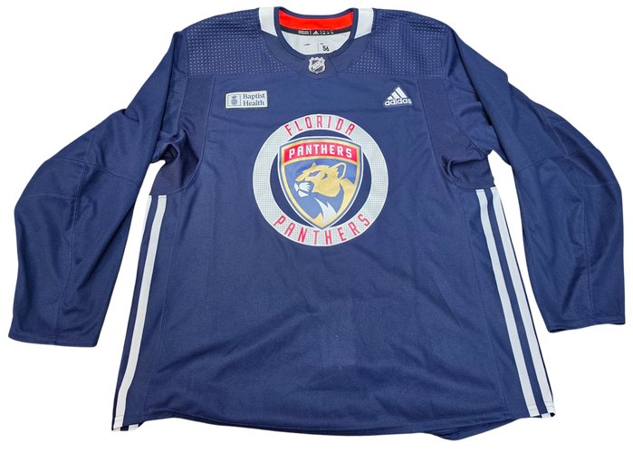 Adidas Custom Pro Stock Hockey Practice Jersey Panthers Navy 56 Used MIC LIN (15947)
