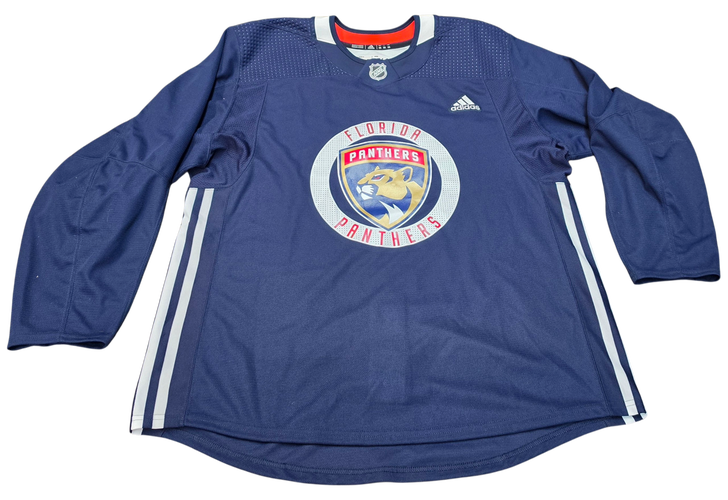 Adidas Custom Pro Stock Hockey Practice Jersey Panthers Navy 56 Used MIC #91 (15948)