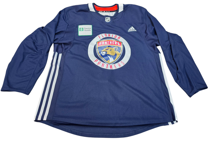 Adidas Custom Pro Stock Hockey Practice Jersey Panthers Navy 56 Used MIC #79 (15950)