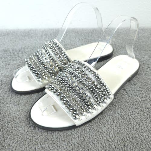 Coach Hayden Flat Sandal Womens Size 8 Shoes Beige Chain G3978 Slip On