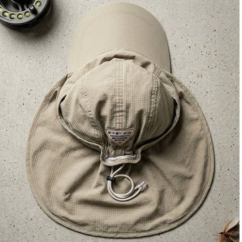 Columbia PFG Performance Fishing Gear Sun Hat Khaki Neck Flap Cap OSFA