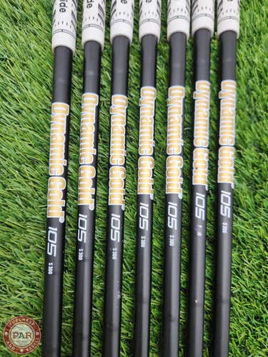 DYNAMIC GOLD 105 BLACK ONYX S300 IRON SHAFT SET STIFF 105G .370 TIP VERYGOOD