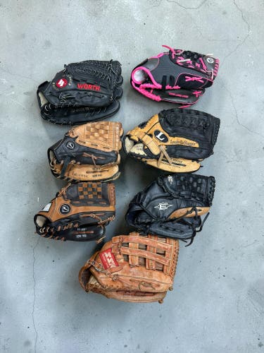 (7) Baseball Glove lot (Used)