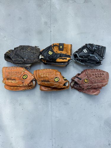 (6) Wilson Baseball Glove lot (Used)