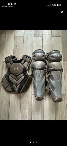 Black/Gray Under Armour Pro series Catcher's Set (Used)