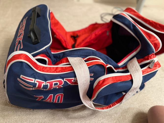 IBX Youth Rolling Hockey Equipment Bag Blue Red Wheeled Gear Bag Excellent