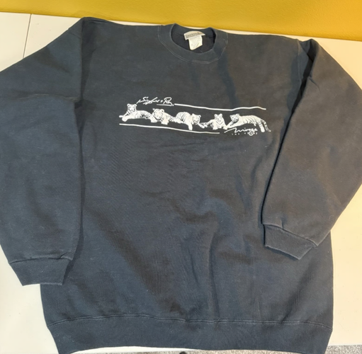 Vintage 80's Siegfried & Roy 3D Puffer White Tigers Sweatshirt Vegas Size XL