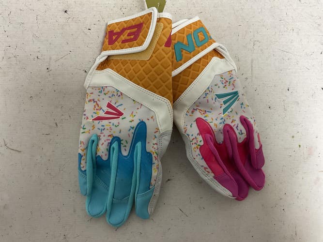 Used Easton Walk-Off Sugar Rush BB/SB Batting Gloves White MD 11855-S000208044