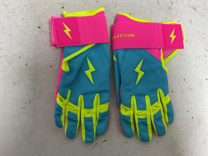 Used BRUCE BOLT LONG CUFF BG BB/SB Batting Gloves Carolina Blue And Pink LG 11855-S000208042
