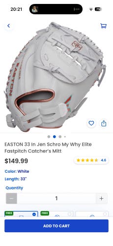 Easton RH Catcher's Softball Glove 33" (Used)