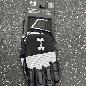 Used Under Armour COMBAT  LINEMAN GLOVES FB Gloves Black SM 11849-S000042599