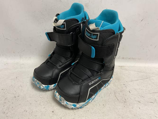 Used Burton ZIPLINE Mens Snowboard Boots Black And Carolina Blue Senior 7 11855-S000207727