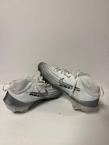 Men's Size M 10.0 (W 11.0) Nike Air Zoom Alpha Menace Elite 4 Football Cleats – White/Silver Molded