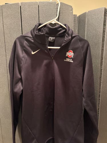 Black Ohio State Lacrosse Men's Medium Nike 1/4 Zip Sweatshirt (New)