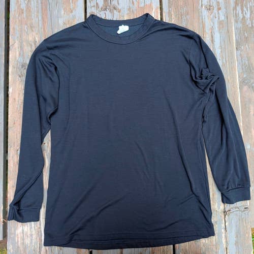 Vintage Columbia Wool Blend Base Layer Men's L Made in USA Black Thermal Shirt