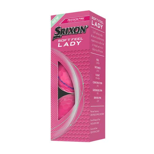Srixon Soft Feel Lady Golf Balls (PassionPink, 3pk) 1 Sleeve 2025 NEW