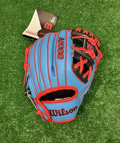 Wilson A2000 11" PF11 Infield Baseball Glove Pedroia Fit - Sky Blue Red Navy