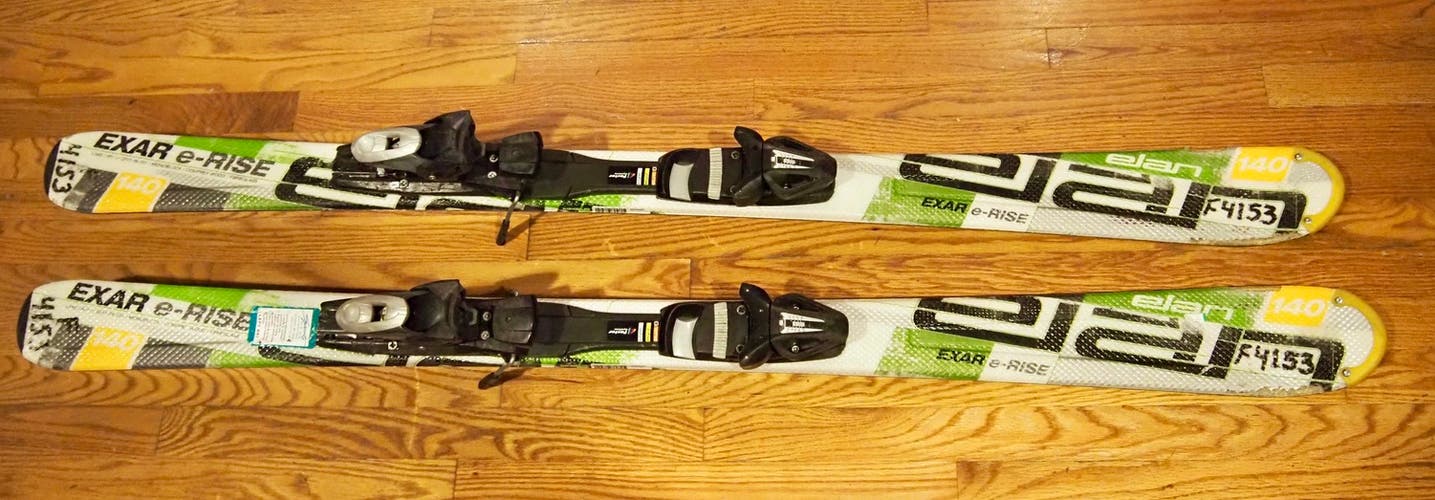 Unisex All Mountain 140 cm Elan Exar E-Rise Skis With Bindings Max Din 10 (Used)