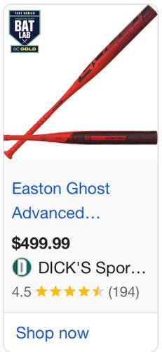 2026 Easton Ghost Advanced Composite Bat (-11) 22 oz 33" (Used)