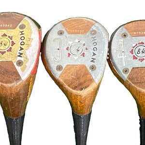 Ben Hogan BH Persimmon Speed Slot Wood Set Driver,3w,4w RH Apex 4 Stiff Steel