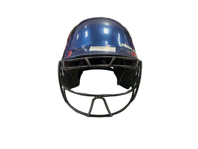 Used Rawlings HELMET Batting Helmet w/Mask Navy Blue LG 11859-S000032771
